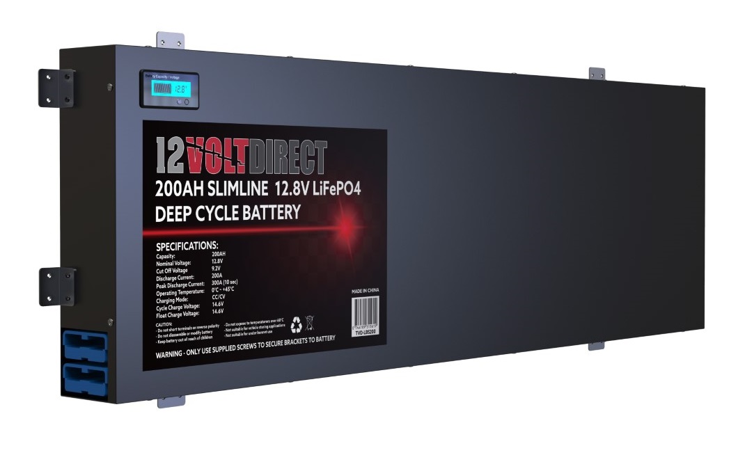 200Ah 12.8V Slimline Lithium LiFePO4 Deep Cycle Battery
